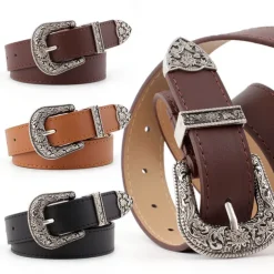 Men's Women's PU Buckle Belt PU Leather Metal Bucke Eyelet Formal Casual Party Daily Black Gray Dark Blue Brown