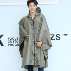 Men's Women's Rain Poncho Hiking Raincoat Waterproof Hiking Jacket Summer Outdoor Waterproof Breathable Quick Dry Lightweight Jacket Poncho Top Fishing Climbing Army green (unisex) Matcha