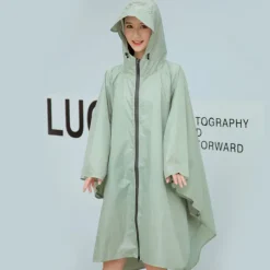 Men's Women's Rain Poncho Hiking Raincoat Waterproof Hiking Jacket Summer Outdoor Waterproof Breathable Quick Dry Lightweight Jacket Poncho Top Fishing Climbing Army green (unisex) Matcha