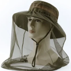 Men's Women's Sun Hat Hiking Hat Mosquito Head Net Hat 1 pcs Summer Outdoor Portable Anti-Mosquito Anti-Eradiation Comfortable Patchwork Polyester Army Green Khaki Dark Gray for Fishing