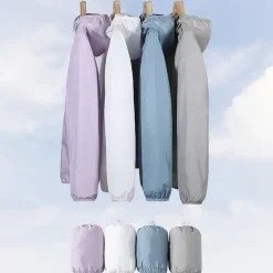 Men's Women's Unisex Hiking Jacket Hiking Windbreaker Outdoor Sunscreen UPF50+ Breathable Quick Dry Hoodie Raincoat Lightweight Jacket White Blue Gray