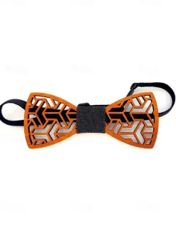 Men's Wooden Laser-Cut Bow Tie with Black Denim Accent – Stylish and Unique Fashion Accessory for Weddings, Parties and Formal Occasions