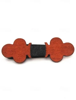 Men's Wooden Laser-Cut Bow Tie with Black Denim Accent – Stylish and Unique Fashion Accessory for Weddings, Parties and Formal Occasions
