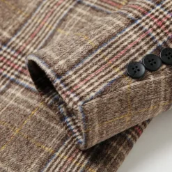 Men's Wool Coat Overcoat Trench Coat Long Trench Coat Daily Vacation Fall & Winter Polyester Thermal Warm Windproof Outerwear Clothing Apparel Fashion Classic Plaid Pocket Lapel Single Breasted