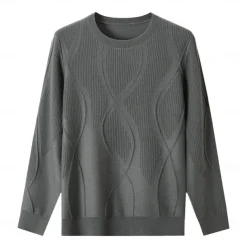 Men's Wool Pullover Sweater Jumper Cable Knit Paisley Crew Neck Knitwear Elegant Christmas Outdoor Clothing Apparel Fall Winter Black White S M L