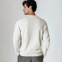 Men's Wool Pullover Sweater Jumper Cable Knit Paisley Crew Neck Knitwear Elegant Christmas Outdoor Clothing Apparel Fall Winter Black White S M L