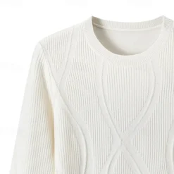 Men's Wool Pullover Sweater Jumper Cable Knit Paisley Crew Neck Knitwear Elegant Christmas Outdoor Clothing Apparel Fall Winter Black White S M L