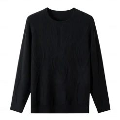 Men's Wool Pullover Sweater Jumper Cable Knit Paisley Crew Neck Knitwear Elegant Christmas Outdoor Clothing Apparel Fall Winter Black White S M L