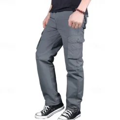 Men's Work Pants Convertible Pants / Zip Off Pants Hiking Pants Trousers Summer Outdoor Regular Fit Ripstop Breathable Lightweight Soft Nylon Bottoms Army Green Grey Khaki Hunting Fishing Climbing M