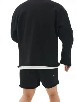 Men's Workout Set Tracksuit Sweatshirt & Shorts Set Outfit Set Crew Neck Outdoor Daily Sports Pocket Drawstring 2 Piece Plain Black White Khaki Activewear Classic Casual Summer