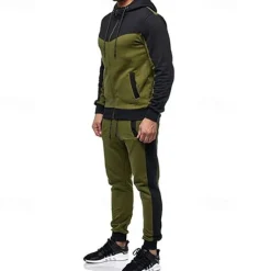 Men's Workout Set Tracksuit Full Zip Hoodie Hoodie & Pants Outfit Set Hoodie Hooded Outdoor Daily Sports Pocket Drawstring 2 Piece Color Block Black White Red Polyester Activewear Classic Casual