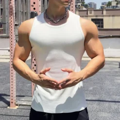 Men's Workout Tank Top Running Tank Top Gym Tank Top Sleeveless Vest / Gilet Casual Athleisure Breathable Quick Dry Soft Gym Workout Running Walking Sportswear Activewear Solid Colored Black White