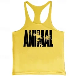 Men's Workout Tank Top Running Tank Top Gym Tank Top Sleeveless Vest / Gilet Casual Athleisure Breathable Quick Dry Soft Gym Workout Running Walking Sportswear Activewear Graphic Black White Yellow