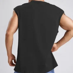 Men's Workout Tank Top Running Tank Top Gym Tank Top Sleeveless Vest / Gilet Casual Athleisure Cotton Breathable Quick Dry Soft Gym Workout Running Walking Sportswear Activewear Solid Colored Black