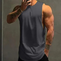 Men's Workout Tank Top Running Tank Top Sleeveless Vest / Gilet Athletic Athleisure Breathable Quick Dry Soft Sweat wicking Fitness Running Jogging Sportswear Activewear Solid Colored White Yellow