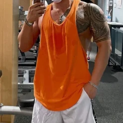 Men's Workout Tank Top Running Tank Top Gym Tank Top Sleeveless Vest / Gilet Casual Athleisure Cotton Breathable Quick Dry Soft Gym Workout Running Walking Sportswear Activewear Solid Colored Black