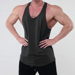 Men's Workout Tank Top Running Tank Top Gym Tank Top Sleeveless Vest / Gilet Casual Athleisure Cotton Breathable Quick Dry Soft Gym Workout Running Walking Sportswear Activewear Solid Colored Black