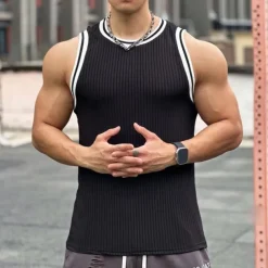 Men's Workout Tank Top Running Tank Top Gym Tank Top Patchwork Sleeveless Vest / Gilet Casual Athleisure Breathable Quick Dry Soft Gym Workout Running Walking Sportswear Activewear Solid Colored
