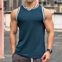 Men's Workout Tank Top Running Tank Top Gym Tank Top Patchwork Sleeveless Vest / Gilet Casual Athleisure Breathable Quick Dry Soft Gym Workout Running Walking Sportswear Activewear Solid Colored