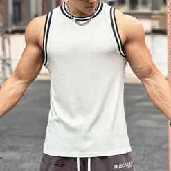 Men's Workout Tank Top Running Tank Top Gym Tank Top Patchwork Sleeveless Vest / Gilet Casual Athleisure Breathable Quick Dry Soft Gym Workout Running Walking Sportswear Activewear Solid Colored