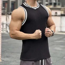 Men's Workout Tank Top Running Tank Top Gym Tank Top Patchwork Sleeveless Vest / Gilet Casual Athleisure Breathable Quick Dry Soft Gym Workout Running Walking Sportswear Activewear Solid Colored