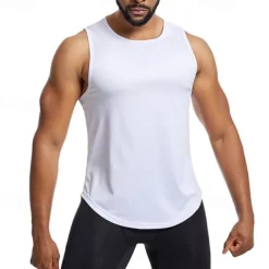 Men's Workout Tank Top Running Tank Top Gym Tank Top Sleeveless Vest / Gilet Casual Athleisure Breathable Quick Dry Soft Gym Workout Running Walking Sportswear Activewear Solid Colored Peacock Blue