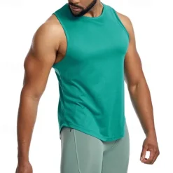 Men's Workout Tank Top Running Tank Top Gym Tank Top Sleeveless Vest / Gilet Casual Athleisure Breathable Quick Dry Soft Gym Workout Running Walking Sportswear Activewear Solid Colored Peacock Blue