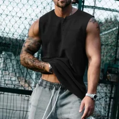 Men's Workout Tank Top Running Tank Top Gym Tank Top Sleeveless Vest / Gilet Casual Athleisure Quick Dry Soft Breathable Gym Workout Walking Jogging Sportswear Activewear Solid Colored Dark Grey