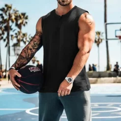 Men's Workout Tank Top Running Tank Top Gym Tank Top Sleeveless Vest / Gilet Casual Athleisure Quick Dry Soft Breathable Gym Workout Walking Jogging Sportswear Activewear Solid Colored Dark Grey