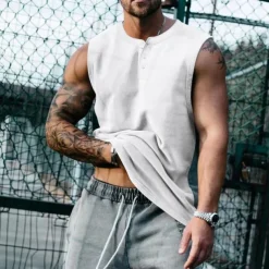 Men's Workout Tank Top Running Tank Top Gym Tank Top Sleeveless Vest / Gilet Casual Athleisure Quick Dry Soft Breathable Gym Workout Walking Jogging Sportswear Activewear Solid Colored Dark Grey