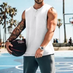 Men's Workout Tank Top Running Tank Top Gym Tank Top Sleeveless Vest / Gilet Casual Athleisure Quick Dry Soft Breathable Gym Workout Walking Jogging Sportswear Activewear Solid Colored Dark Grey