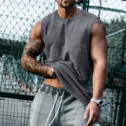 Men's Workout Tank Top Running Tank Top Gym Tank Top Sleeveless Vest / Gilet Casual Athleisure Quick Dry Soft Breathable Gym Workout Walking Jogging Sportswear Activewear Solid Colored Dark Grey