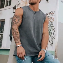 Men's Workout Tank Top Running Tank Top Gym Tank Top Sleeveless Vest / Gilet Casual Athleisure Quick Dry Soft Breathable Gym Workout Walking Jogging Sportswear Activewear Solid Colored Dark Grey