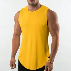 Men's Workout Tank Top Running Tank Top Gym Tank Top Sleeveless Vest / Gilet Casual Athleisure Cotton Breathable Quick Dry Soft Gym Workout Running Walking Sportswear Activewear Solid Colored Dark
