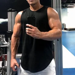 Men's Workout Tank Top Running Tank Top Gym Tank Top Sleeveless Vest / Gilet Casual Athleisure Cotton Breathable Quick Dry Soft Gym Workout Running Walking Sportswear Activewear Solid Colored Dark