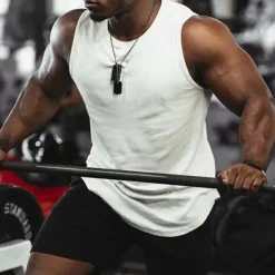 Men's Workout Tank Top Running Tank Top Gym Tank Top Sleeveless Vest / Gilet Casual Athleisure Cotton Breathable Quick Dry Soft Gym Workout Running Walking Sportswear Activewear Solid Colored Dark