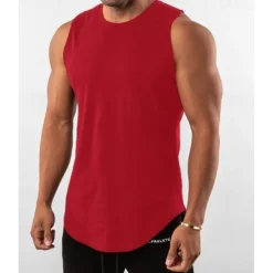 Men's Workout Tank Top Running Tank Top Gym Tank Top Sleeveless Vest / Gilet Casual Athleisure Cotton Breathable Quick Dry Soft Gym Workout Running Walking Sportswear Activewear Solid Colored Dark