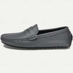 Men's Yellow Leather Slip-On Loafers - Comfortable Casual Driving Shoes