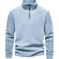 Men's Zip Hoodie Sweatshirt Quarter Zip Sweatshirt Black Blue Brown Green Khaki Half Zip Plain Sports & Outdoor Casual Daily non-printing Active Cool Casual Spring & Fall Autumn / Fall Clothing