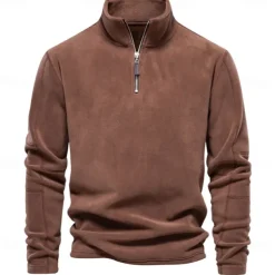 Men's Zip Hoodie Sweatshirt Quarter Zip Sweatshirt Black Blue Brown Green Khaki Half Zip Plain Sports & Outdoor Casual Daily non-printing Active Cool Casual Spring & Fall Autumn / Fall Clothing