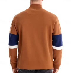 Men's Zip Hoodie Sweatshirt Pullover Navy Blue Green Khaki Gray Standing Collar Color Block Sports & Outdoor Sports Weekend Streetwear Cool Casual Spring & Fall Clothing Apparel Hoodies Sweatshirts