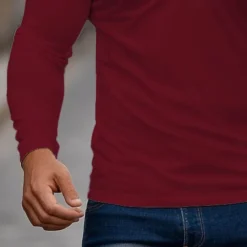 Men's Zip Polo Golf Shirt Work Casual Lapel Long Sleeve Basic Modern Plain Zipper Spring & Fall Regular Fit Navy-blue Black White Red Light Grey Zip Polo