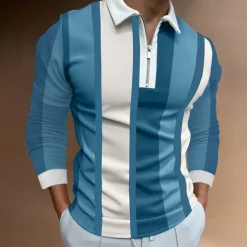 Men's Zip Polo Polo Shirt Casual Daily Lapel Long Sleeve Fashion Basic Plain Quarter Zip Spring & Summer Regular Fit Black White Yellow Blue Purple Orange Zip Polo