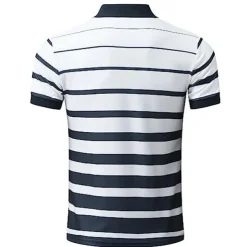 Men's Zip Polo Polo Shirt Casual Daily Quarter Zip Short Sleeve Fashion Basic Stripe Horizontal Stripes Zipper Summer Regular Fit White Yellow Red Navy Blue Brown Zip Polo