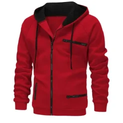 Men's Zip Up Hoodie Zip Up Hoodies Black White Wine Camel Dark Gray Hooded Color Block Zip Up Pocket Sports & Outdoor Daily Sports Polyester Streetwear Cool Casual Spring & Fall Clothing Apparel