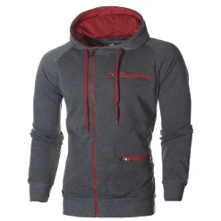Men's Zip Up Hoodie Zip Up Hoodies Black White Wine Camel Dark Gray Hooded Color Block Zip Up Pocket Sports & Outdoor Daily Sports Polyester Streetwear Cool Casual Spring & Fall Clothing Apparel