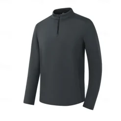 Men's Zip Up Hoodies Quarter Zip Sweatshirt Black Light Green Dark Gray Beige Standing Collar Plain Cool Casual Athletic Clothing Apparel Hoodies Sweatshirts Long Sleeve