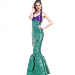 Mermaid Halloween Cosplay Costume Outfits Masquerade Carnival Costume Mermaid and Trumpet Gown Slip Adults' Women's Masquerade Mardi Gras Party Halloween Masquerade Easy Halloween Costumes Dress Up