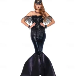 Mermaid Halloween Dress Cosplay Costume Movie / TV Theme Costumes Mermaid and Trumpet Gown Slip Adults' Women's Christmas Masquerade Halloween Masquerade Festival Easy Halloween Costumes Dress Up