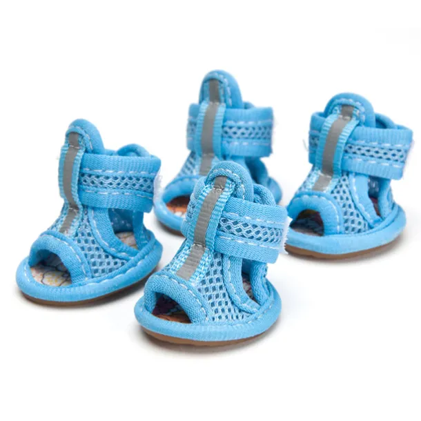 Mesh Dog Shoes Pet Boots, Breathable Dog Shoes for Small Doggy, Waterproof Pet Sandals with Anti-Slip Sole and Zipper Closure, Durable Pet Paw Protector for Hot Pavement
